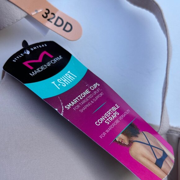 Maidenform Women's T-Shirt Bra 32DD Smartzone Cups Convertible Straps Beige 7543 - Picture 4 of 10